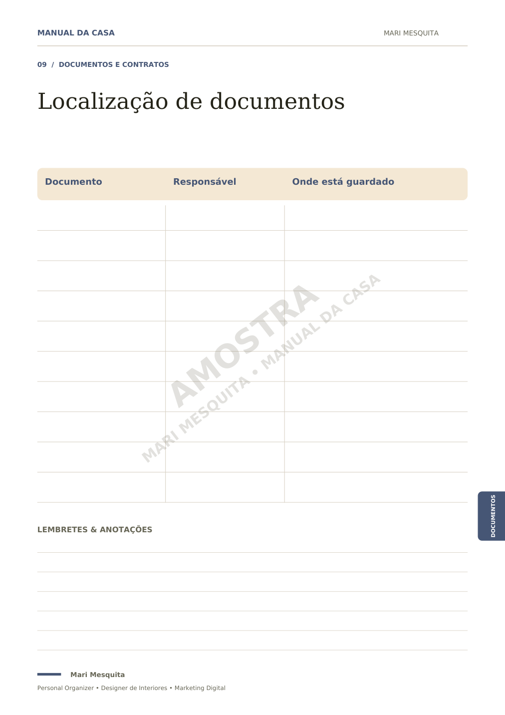 Página real: localização de documentos e responsáveis